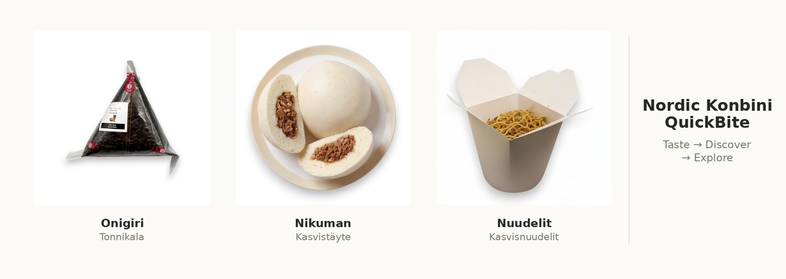 Nordic Konbini QuickBitet: onigiri, nikuman ja nuudelit